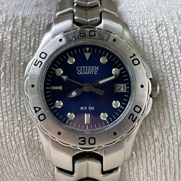 Citizen Accessories - Citizen Ladies Wristwatch WR-100 Blue Dial Quartz Watch Date Calendar Analog